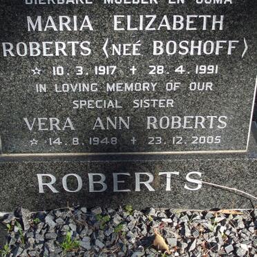 ROBERTS John Kerr 1906-1975 &amp; Maria Elizabeth BOSHOFF 1917-1991_3
