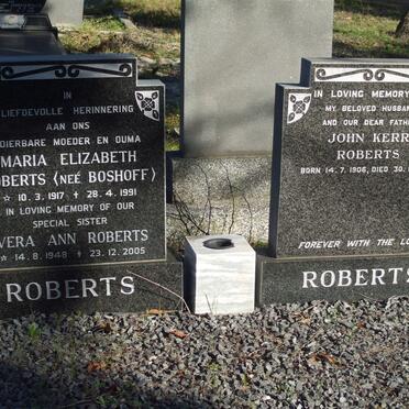 ROBERTS John Kerr 1906-1975 &amp; Maria Elizabeth BOSHOFF 1917-1991
