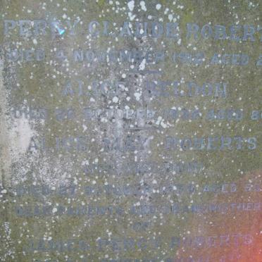 ROBERTS Percy Claude -1912 :: BELDON Alice -1930 :: ROBERTS Alice May -1932 :: ROBERTS James Percy -1942