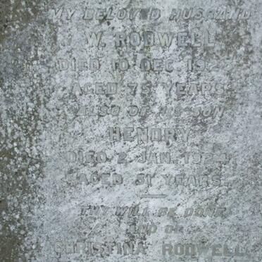 RODWELL J.W. -1923 :: RODWELL Hendry -1924 :: RODWELL Christina -1925