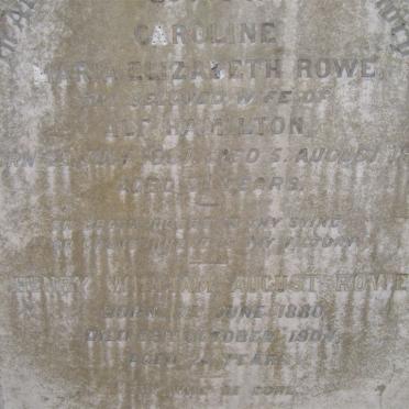ROWE Henry William August ROWE 1880-1904 :: ROWE Caroline Maria Elizabeth 1881-1909