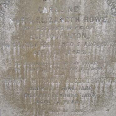 ROWE Henry William August ROWE 1880-1904 :: ROWE Caroline Maria Elizabeth 1881-1909