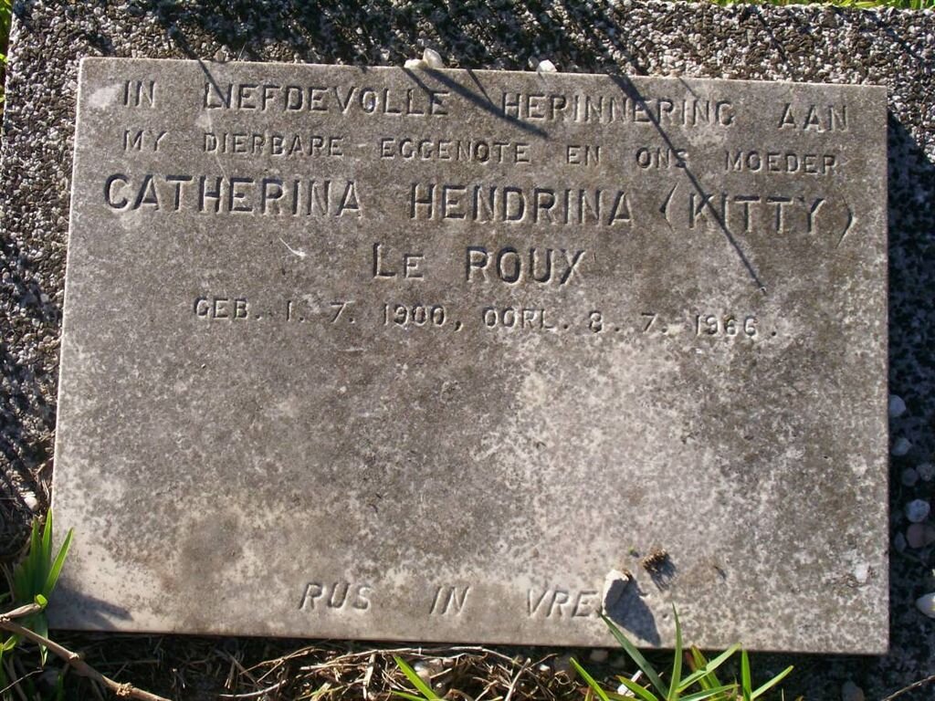 ROUX Catherina Hendrina, le 1900-1966