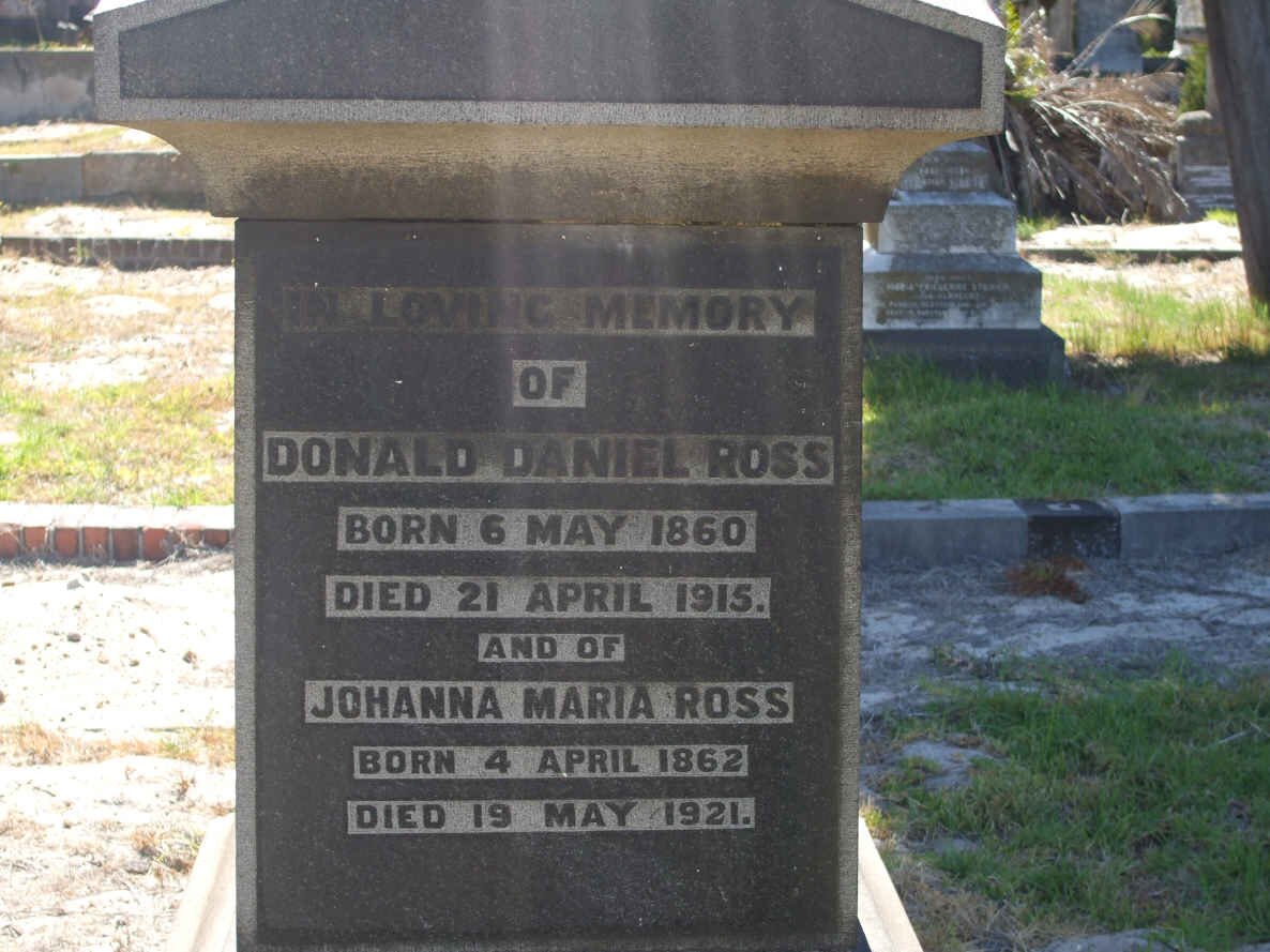 ROSS Donald Daniel 1860-1915 &amp; Johanna Maria 1862-1921