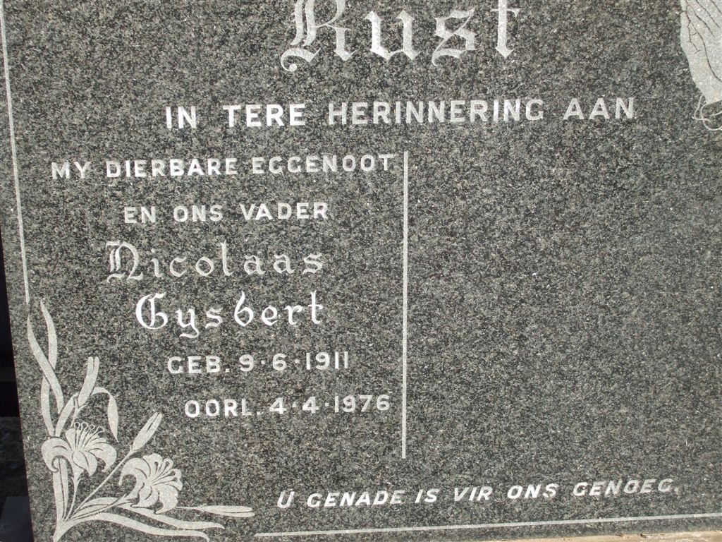 RUST Nicolaas Gysbert 1911-1976