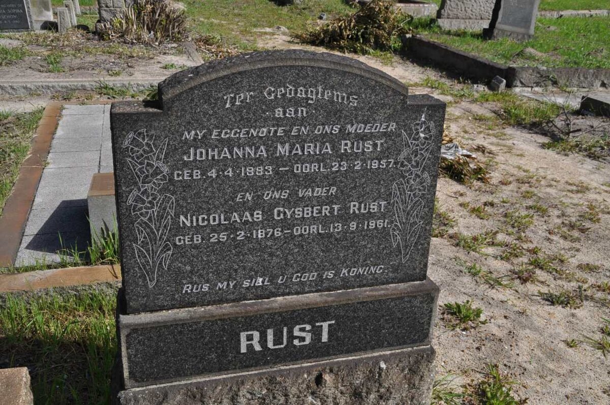 RUST Nicolaas Gysbert 1876-1961 &amp; Johanna Maria 1883-1957