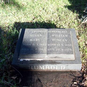 RUMBOLD William Duncan 1888-1974 &amp; Susan Mary 1887-1982