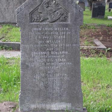 STAAK Johannes Benjamin -1931 &amp; Louise C.L. FORTUIN formerly STAAK nee WELLER -1935 :: STAAK John Louis Weller 1913-1925