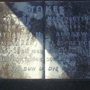 STOKES Andrew Lawrence 1884-1948 &amp; Catharina M. MINNAAR 1889-1943