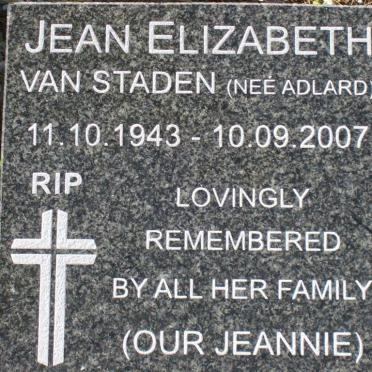 STADEN Jean Elizabeth, van nee ADLARD 1943-2007