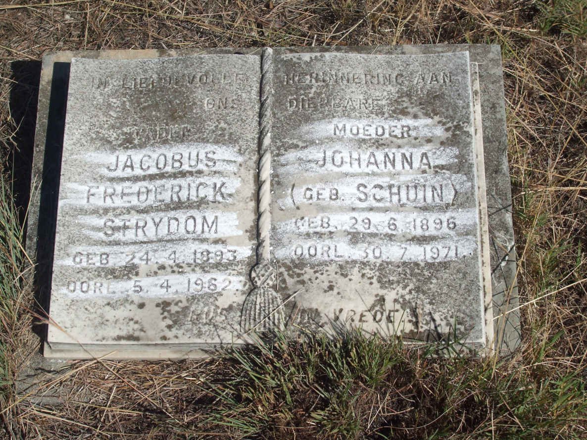 STRYDOM Jacobus Frederick 1893-1962 &amp; Johanna SCHUIN 1896-1971