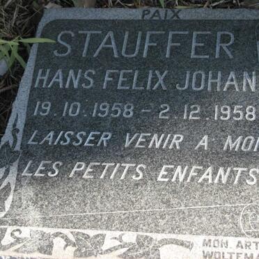 STAUFFER Hans Felix Johan 1958-1958