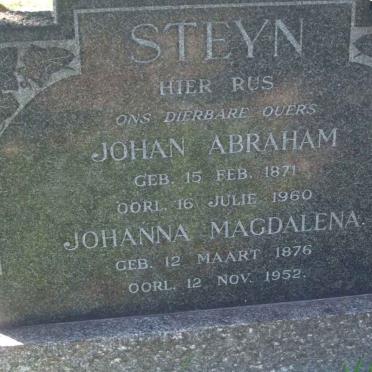 STEYN Johan Abraham 1871-1960 &amp; Johanna Magdalena 1876-1952