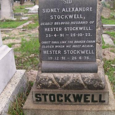 STOCKWELL Sidney Alexandre 1891-1922 &amp; Hester 1891-1975