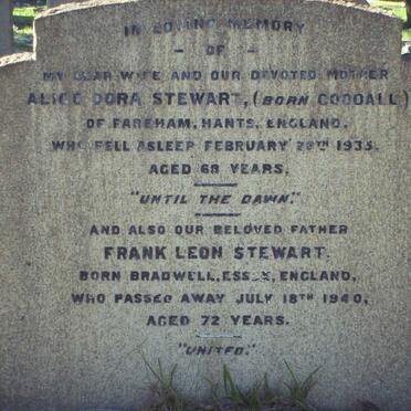 STEWART Frank Leon -1940 &amp; Alice Dora GOODALL -1935 