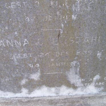 STAHL Anna G. E. -1939