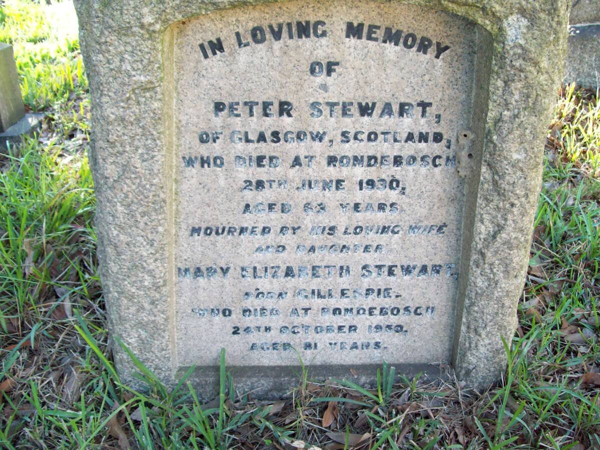 STEWART Peter -1930 &amp; Mary Elizabeth GILLESPIE -1950