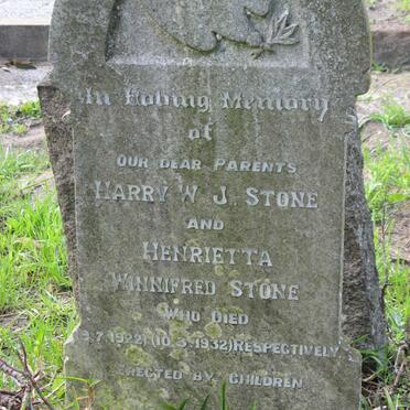 STONE Harry W.J. -1922 &amp; Henrietta Winnifred -1932