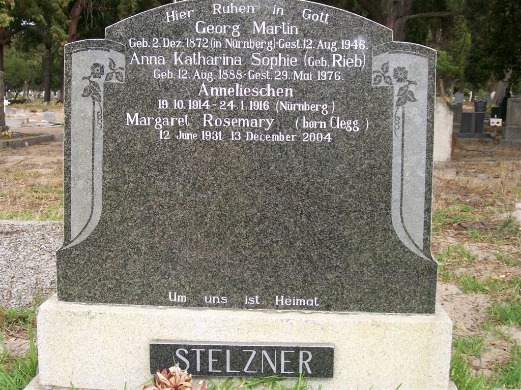 STELZNER Georg Martin 1872-1946 &amp; Anna Katharina Sophie RIEB 1888-1976