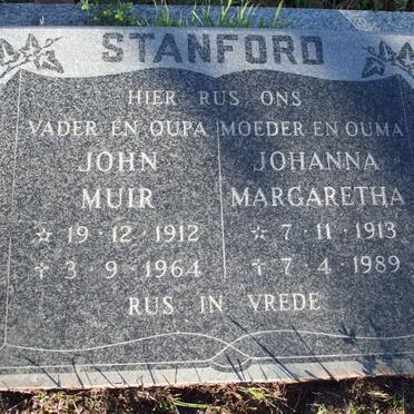 STANFORD John Muir 1912-1964 &amp; Johanna Margaretha 1913-1989