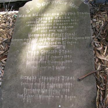 STAAL Hermanes Pieter 1854-1863 :: STAAL Maria Magdahlena Justina nee MALAN 1835-1879