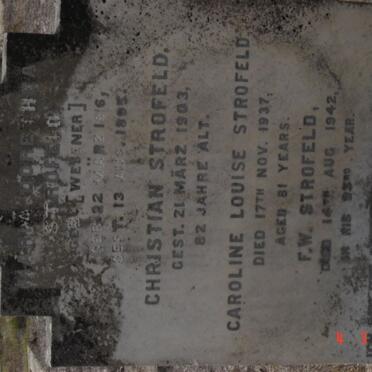 STROFELD Maria Dorothea nee WESENER 1816-1895