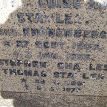 STADLER Stephen Charles Thomas 1901-1976 &amp; Heath Luise Anna KRONENBERG 1903-1954