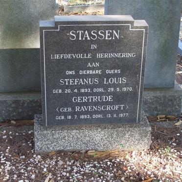 STASSEN Stefanus Louis 1893-1970 &amp; Gertrude RAVENSCROFT 1893-1977