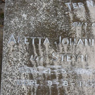STEYN Aletta Johanna nee STEYN 1860-1935