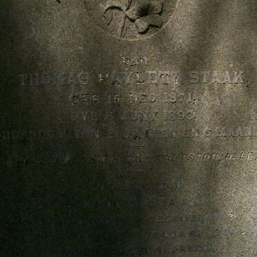 STAAK Johannes 1842-1904 :: STAAK  Thomas Haylett 1871-1893 :: STAAK Hendrik E. 1895-1904