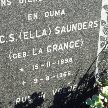 SAUNDERS E.C.S. nee LA GRANGE 1898-1968
