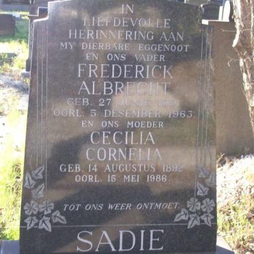SADIE Frederick Albrecht 1891-1963 &amp; Cecilia Cornelia 1892-1986