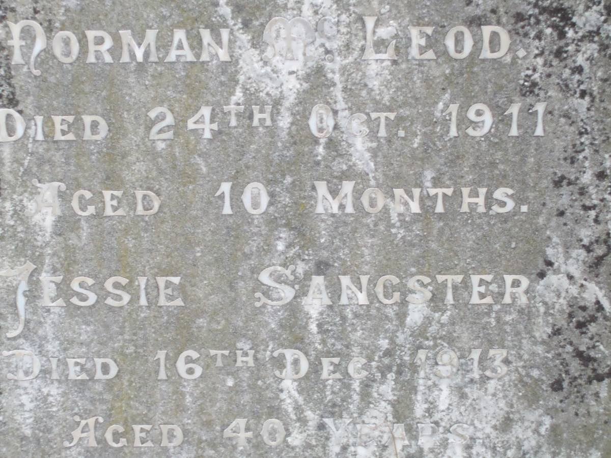 SANGSTER Jessie -1913 :: SANGSTER Norman McLeod -1911