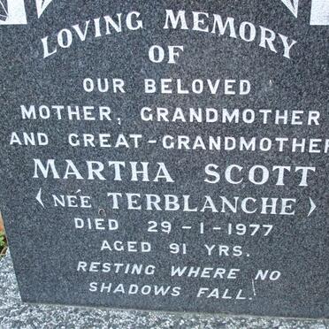 SCOTT Martha nee TERBLANCHE -1977