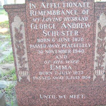 SCHUSTER George Andrew 1870-1940 &amp; Emma 1873-1954