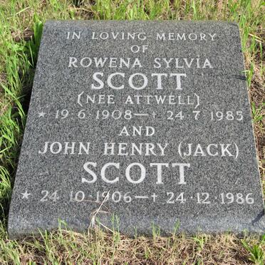 SCOTT John Henry 1906-1986 &amp; Rowena Sylvia ATTWELL 1908-1985