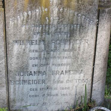 SCHNEIDER Wilhelm 1868-1951 &amp; Johanna Francina DU TOIT 1886-1957