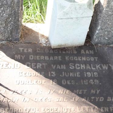 SCHALKWYK Arend Gert, van 1919-1949