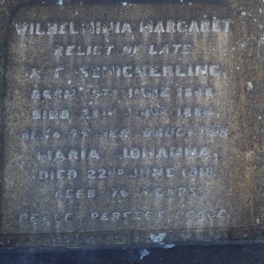 SCHICKERLING Wilhelmina Margaret 1808-188? :: SCHICKERLING Maria Johanna -1918