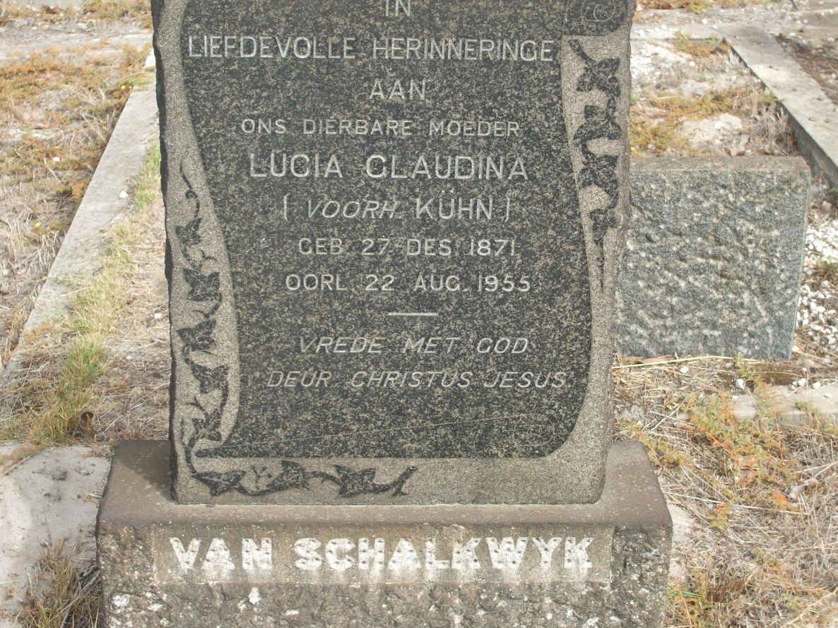 SCHALKWYK Lucia Glaudina, van nee KUHN 1871-1955