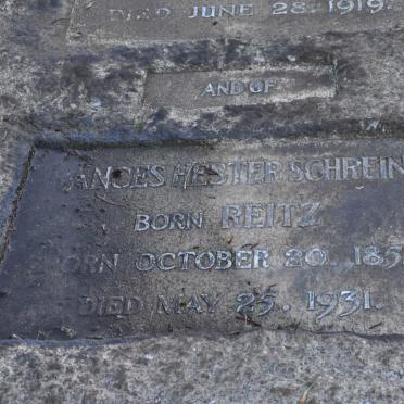 SCHREINER William Philip 1857-1919 &amp; Frances Hester nee REITZ 1852-1931