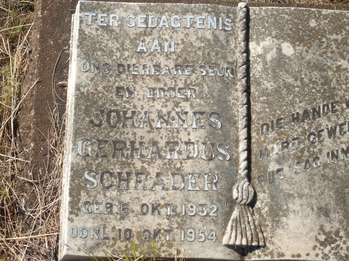SCHRADER Johannes Gerhardus 1932-1954