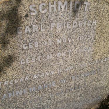 SCHMIDT Carl Friedrich 1875-1948 &amp; Annemarie W. WAGENER 1886-1957
