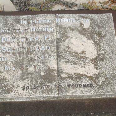 SCHOONRAAD Dorothea F. -1953