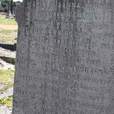 SCHOLTZ Thedosia Maria Susanna  nee WENTZEL -1889 :: HEYDENRYCH Michiel Adriaan 1830-1900 