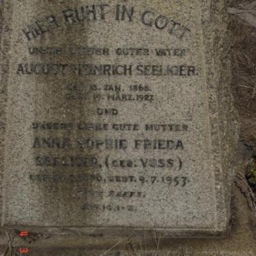 SEELIGER Auguste Heinrich 1863-1927 &amp; Anna Sophie Frieda VOSS 18?0-1953