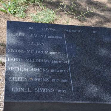 SIMONS Robert 1891-1958 &amp; Lilian MELDRUM 1902-1990