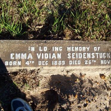 SIEDENSTUCKER Emma Vidian 1889-1915