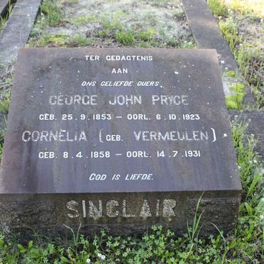 SINCLAIR George John Pryce 1853-1923 &amp; Cornelia VERMEULEN 1858-1931