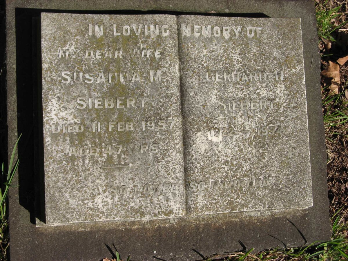 SIEBERT Gerhard H. 1922-1974 &amp; Susanna M. -1957